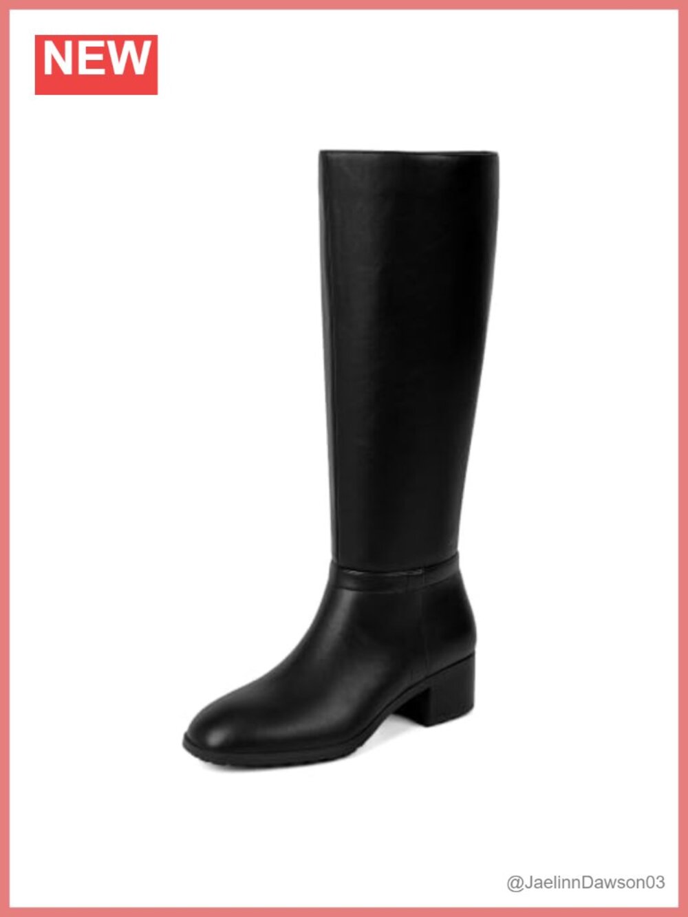 Faux Leather Chunky Heel Knee High Boots Round Toe Side Zipper Anti-Slip Women